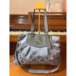 Coach Gray Op Art Signature Satchel Shoulder Bag F1259 F20019